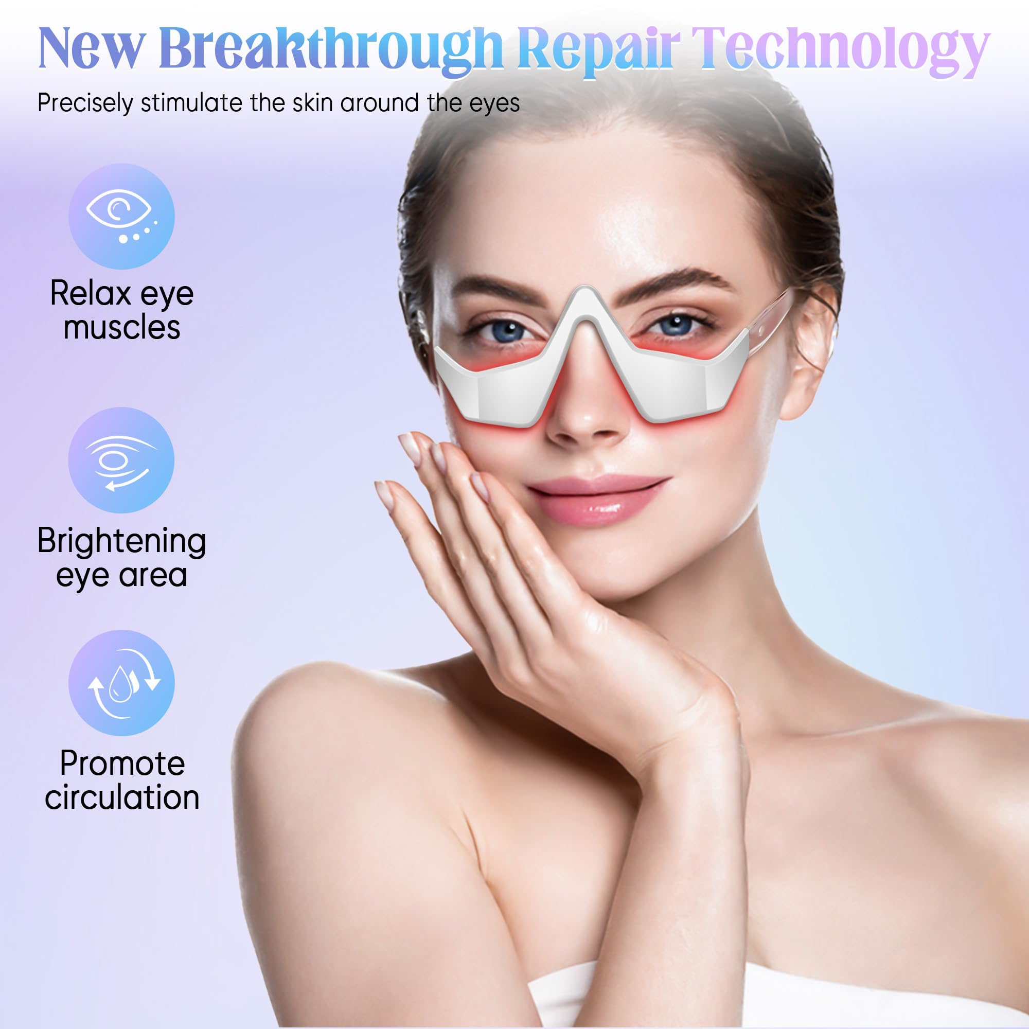 Under-Eye Light Therapy Device, Beauty Device with Eye Massage for